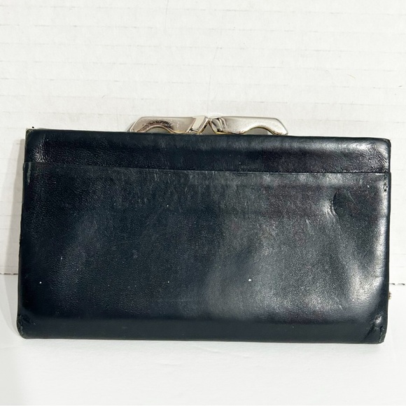 Vintage Unbranded Leather Wallet with Snap Closure and Kiss Lock Change Purse 🖤 - Picture 2 of 15